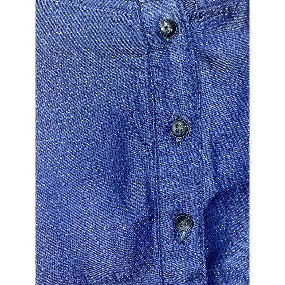 Denim Look tiny white Dot Spaghetti Strap Flounce Bottom Ruffle Tank Top Size XS - Picture 6 of 6